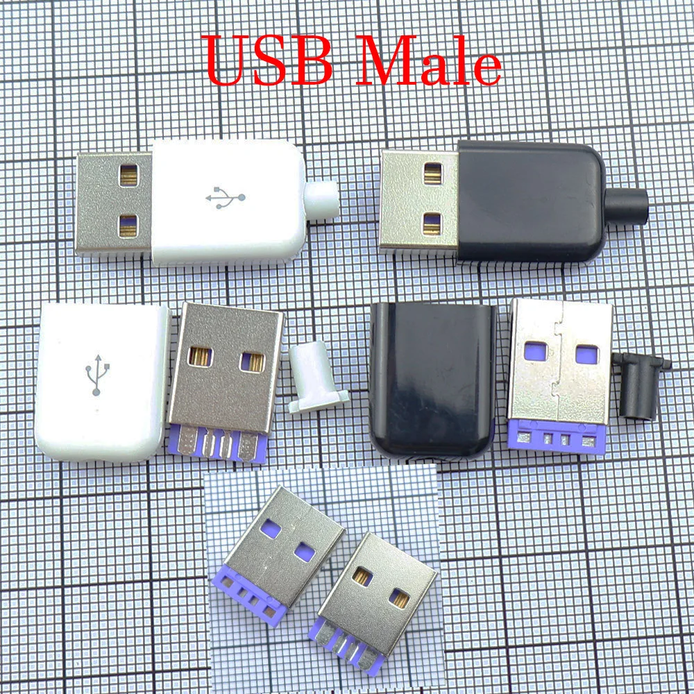 5PCS-10PCS USB-C Male head three piece set 5A fast charging DIY mobile data cable accessory with shell charging head