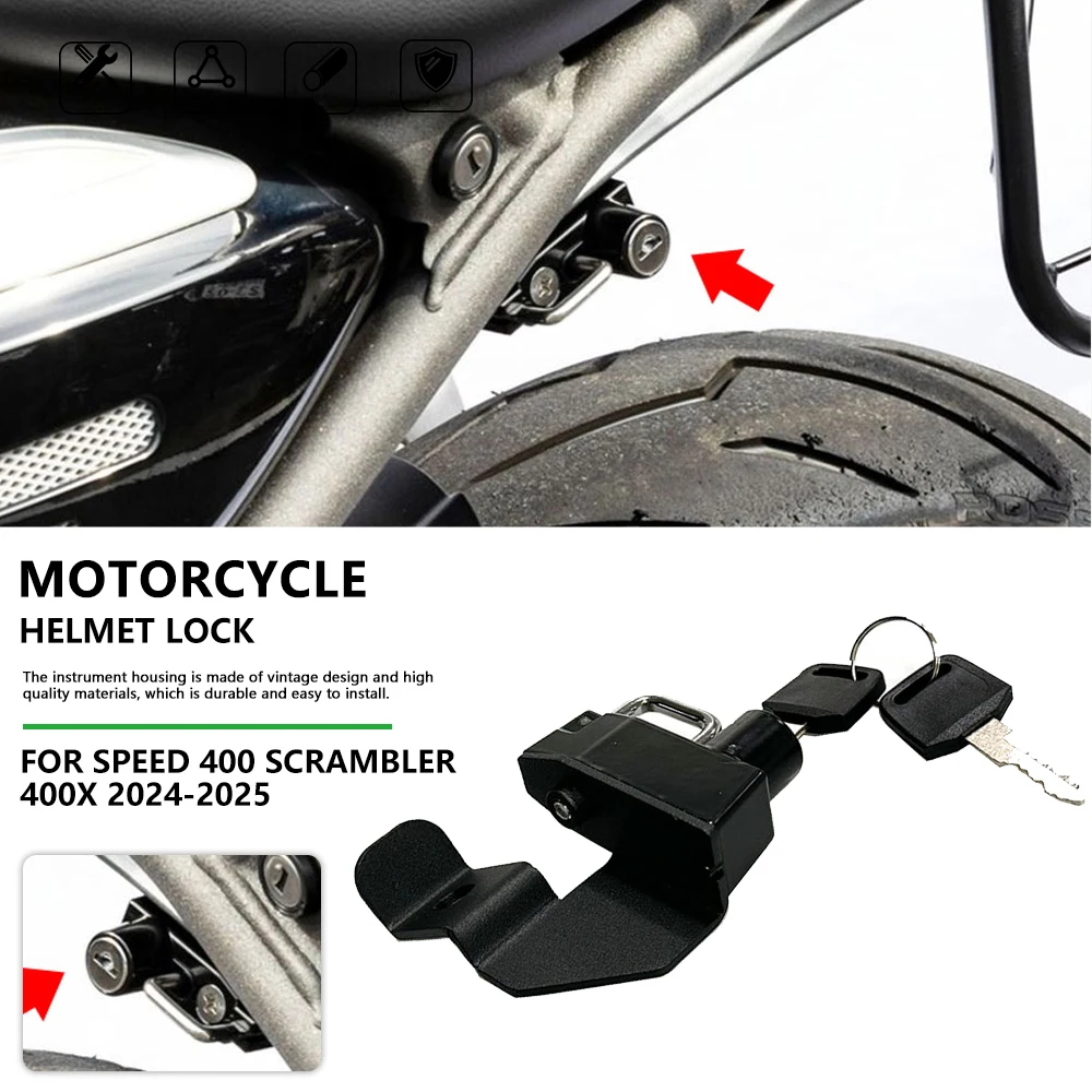 

Motorcycle Safety Helmet Lock For Triumph speed 400 Speed400 Scrambler400X Non-Destructive Helmet Anti-theft Lock Padlock