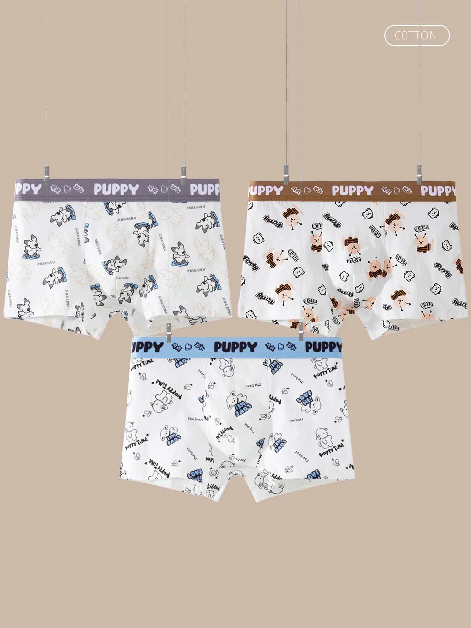 

Men's Fashion Printed Cotton Boxer Briefs Youth Antibacterial Cartoon Cute Breathable Comfortable Underwear