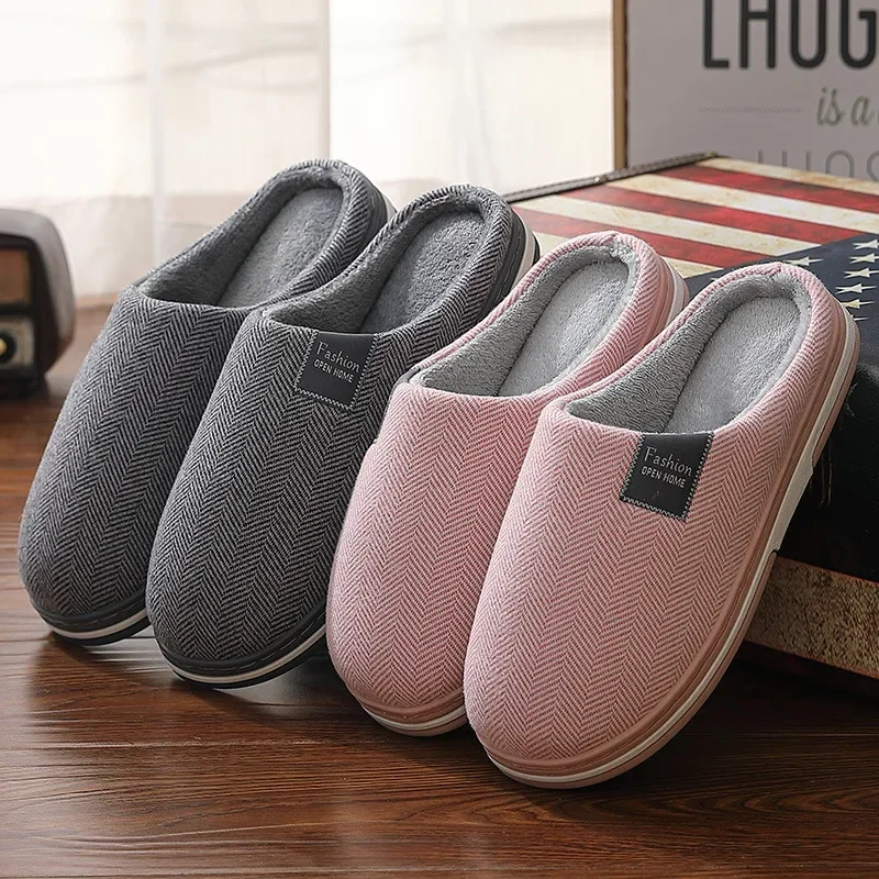 2026 Men Slippers Winter Warm Cotton Slippers Men and Women Couples Flats Soft Non-slip Slides Home Indoor Slippers
