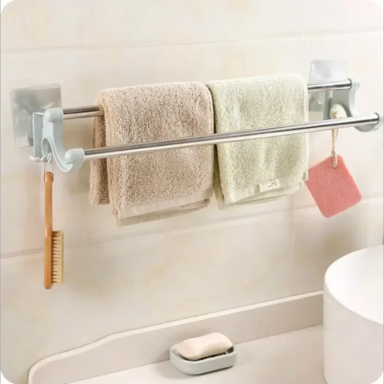 Stainless Steel Double Bathroom Towel Rack Bathroom Storage Rack Bathroom Towel Rod Bath Towel Rack Pendant Wholesale