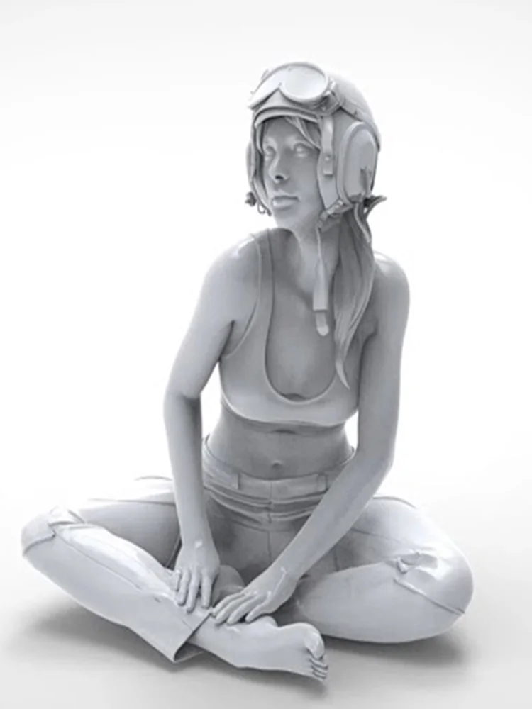 

New Unassembled 1/16 modern girl sit and play Resin Figure Unpainted Model Kit
