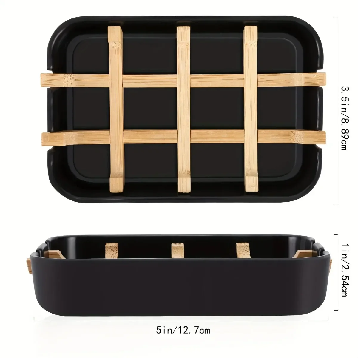 1Pc Bamboo Soap Bamboo Eco-friendly Portable Soap Dish with Handcrafted Wooden Holder and Tray for Bathroom Storage