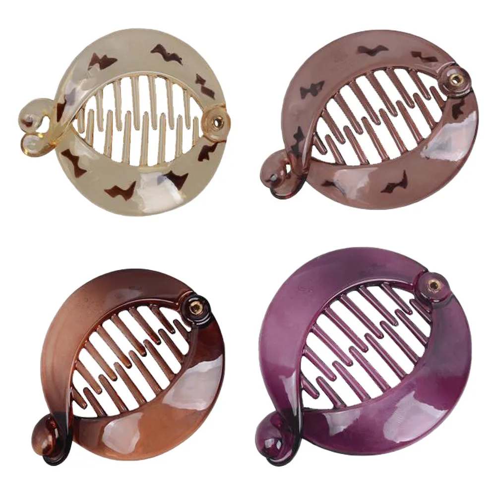 

4Pcs Hair Clips Resin Cowhells Design Non-Slip Hairpins for Women Fashionable Elegant Hold Styling Accessory Light Coffee Spots