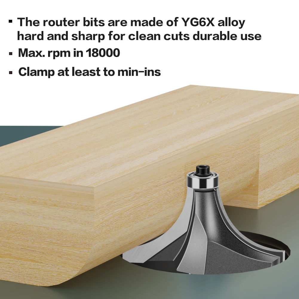 Imagem -04 - Router Bit com Rolamento Carbide Milling Cutter Rounder Bits Ferramenta para Carpintaria Canto Redondo Pol 2in 12 mm