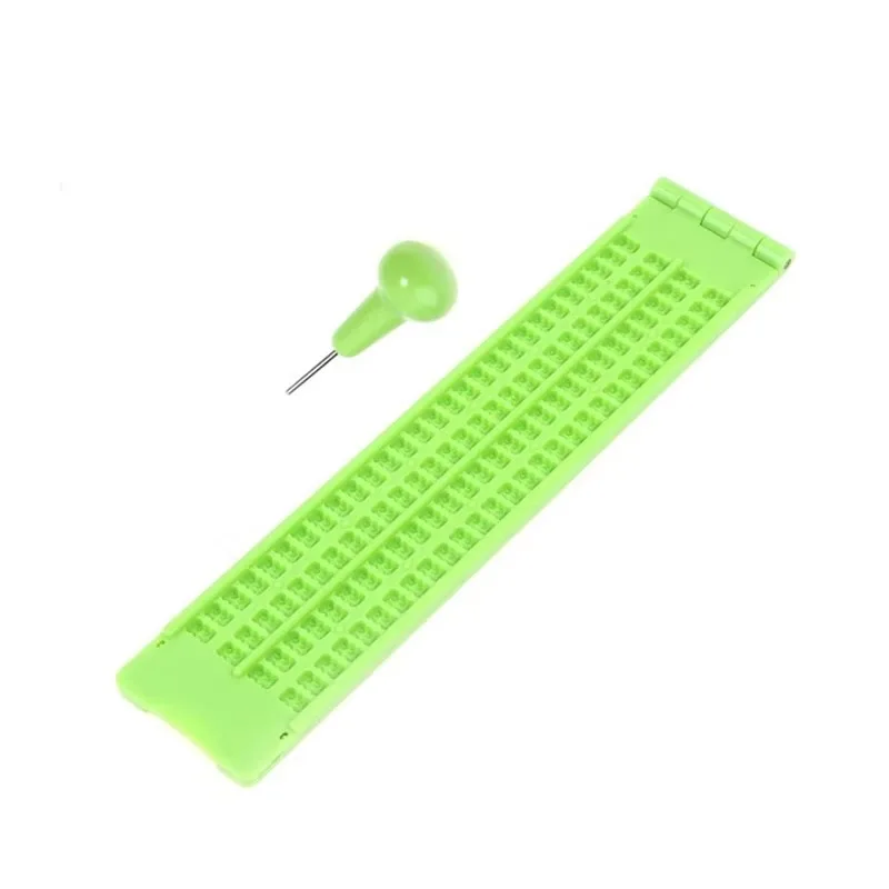 

4 Lines 28 Cell Braille Writing Board with Stylus Braille Slate Portable Practice School Supplies for The Blind