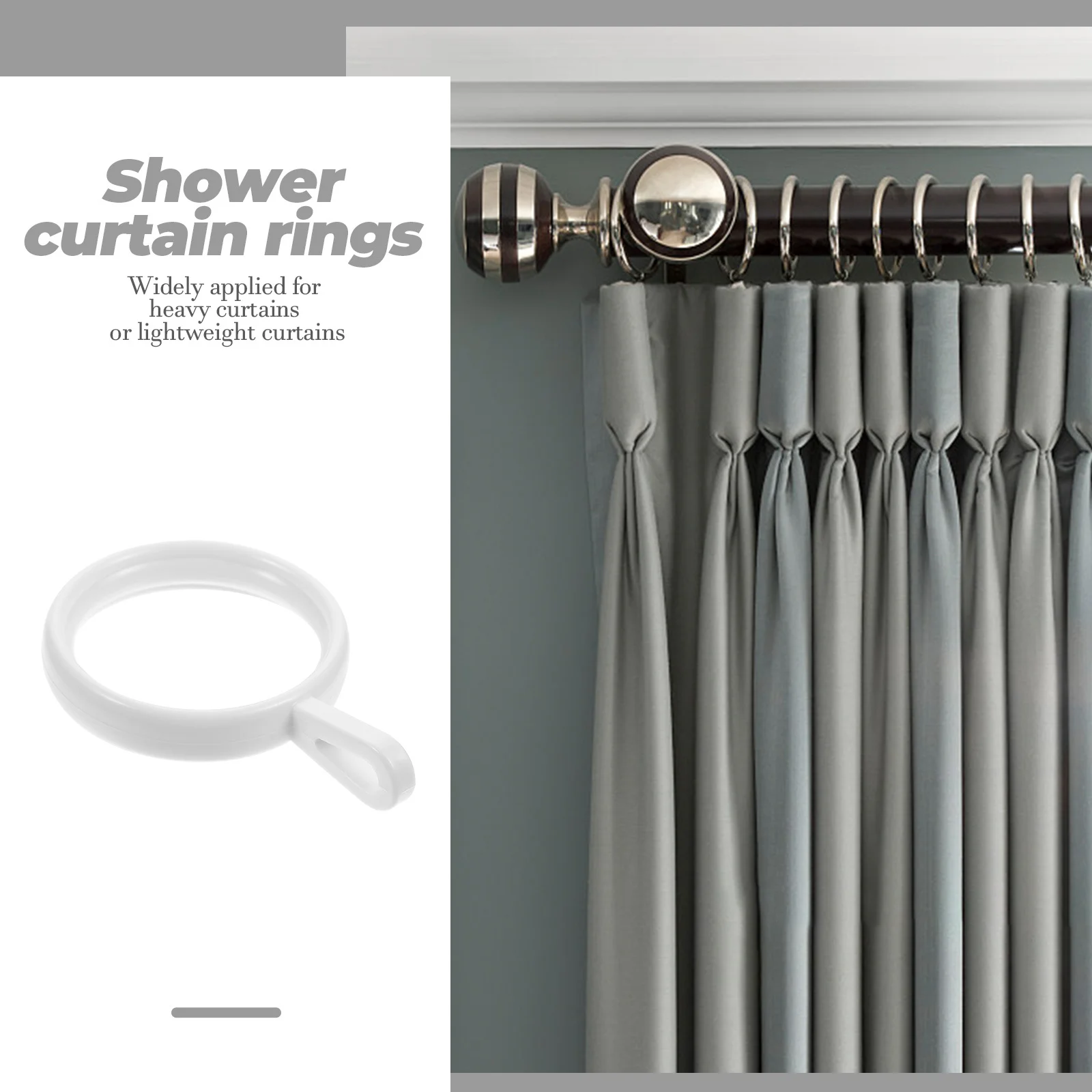 

190Pcs Curtain Eyelet Rings Heavy Duty Sturdy PP Easy Install Slide Smooth for Shower Curtain Rods Bathroom Drapery Hanging
