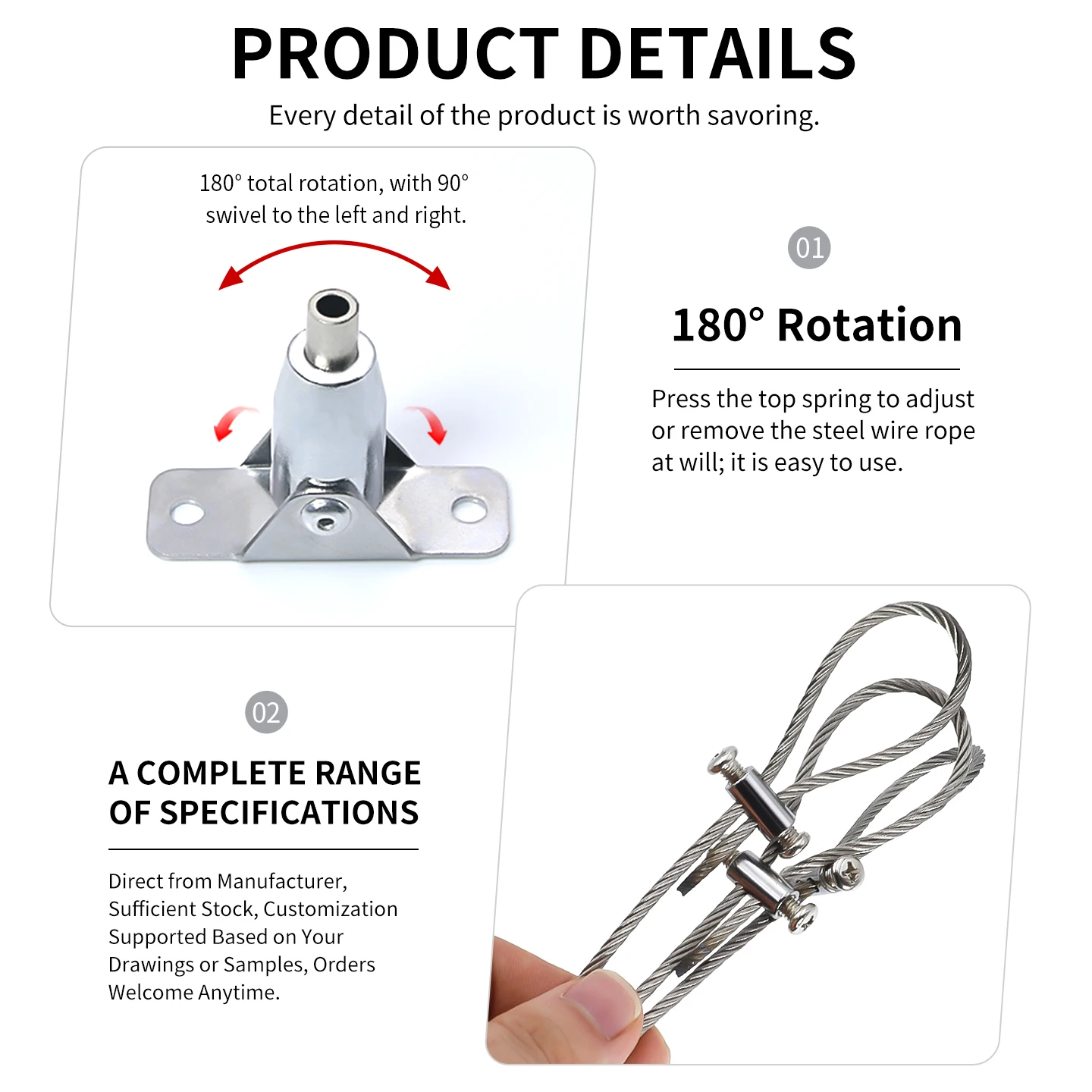 طقم طلاء معلق على كابل من الفولاذ المقاوم للصدأ 3 مم 304، حبل معدني قابل للتعديل، يمكن استخدامه لإصلاح تركيبات الإضاءة/لوحات الإعلانية المعلقة #2