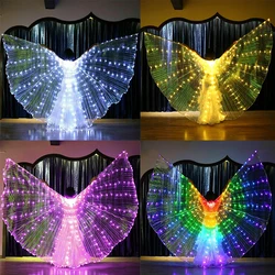 LED leuchtende Bauchtanz Flügel Umhang Leistung Bühne liefert glühenden Schmetterling Fee Flügel mit Stöcken Requisiten