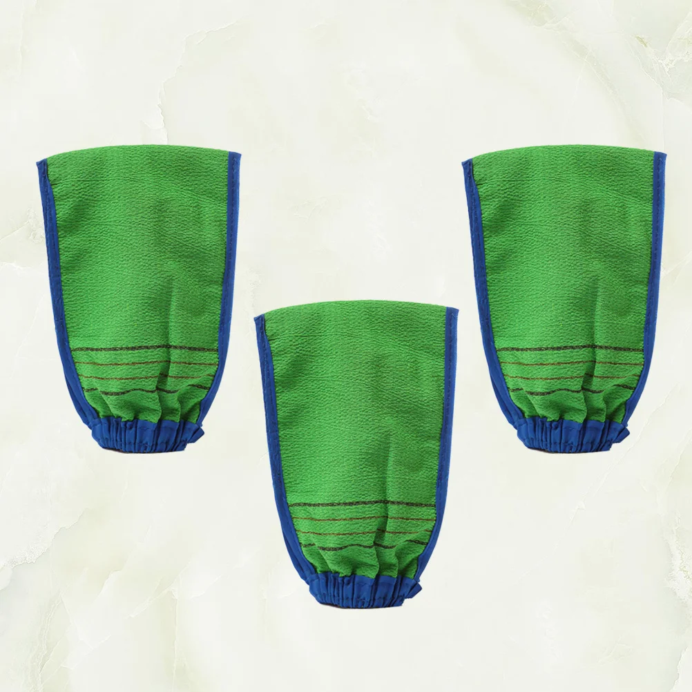 

3Pcs Bamboo Fiber Bathing Gloves Strong Exfoliating Shower Scrubber Rubbing Gloves Bath Towel