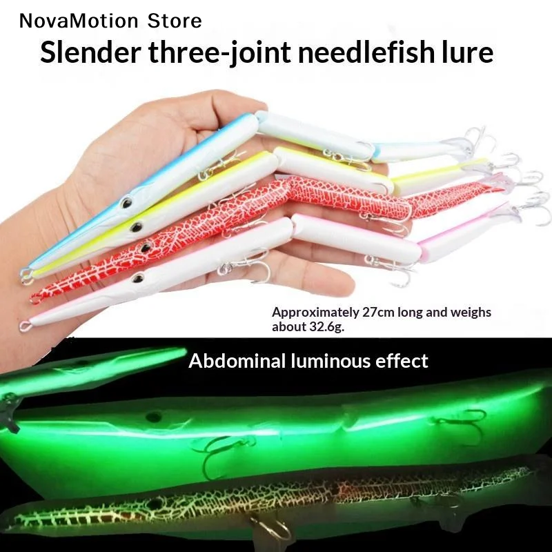 [NM]1Pc Jointed Pencil Bait 3 Section Fishing Lure 270mm/32.6g Needle Sinking Swimbait For Bluefish Seabass Tackle[NM]