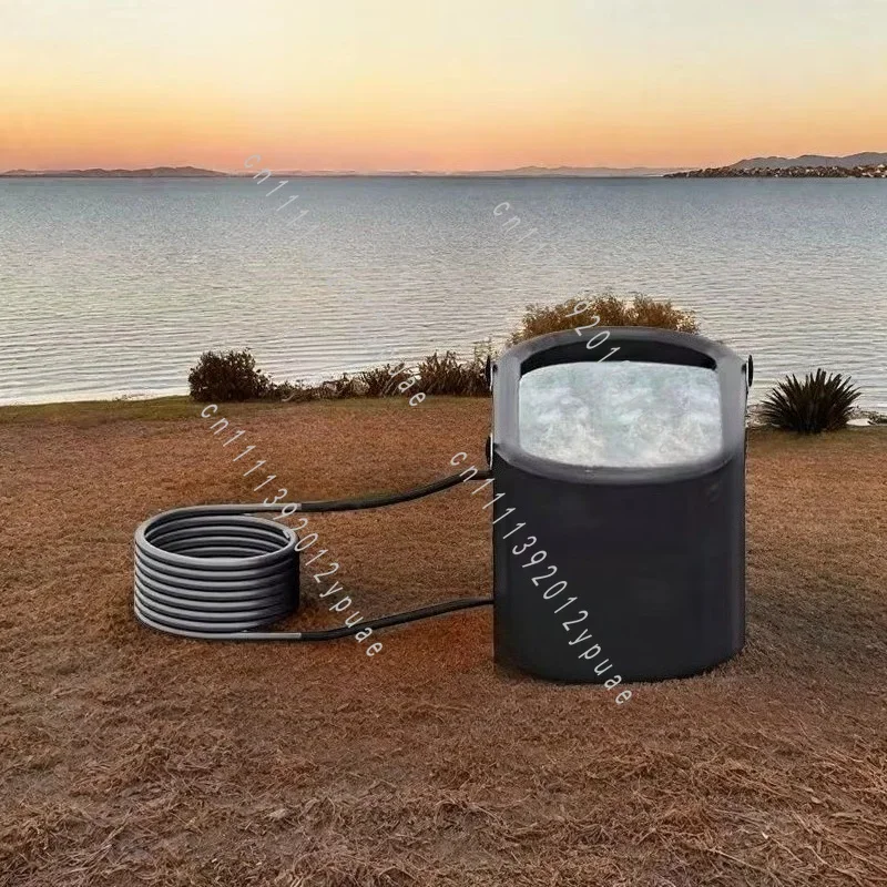 Portable Wood Fired Inflatable Hot Tub, Stainless Steel Heating Coil, Outdoor Spa Vessel for Camping & Rehabilitation Use