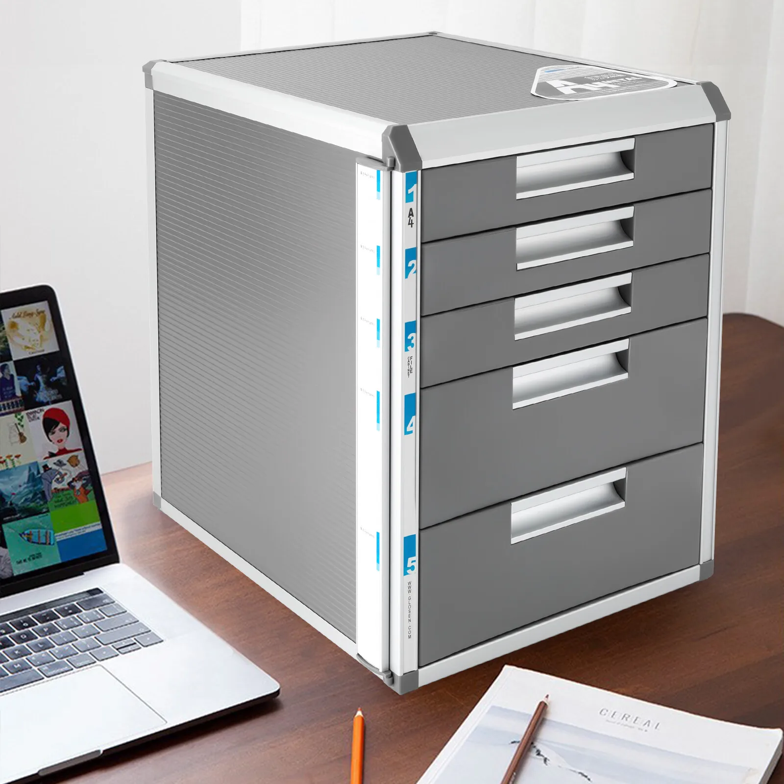 

Rectangular Document Storage Box 7 Compartments Drawer Desktop File Organizer