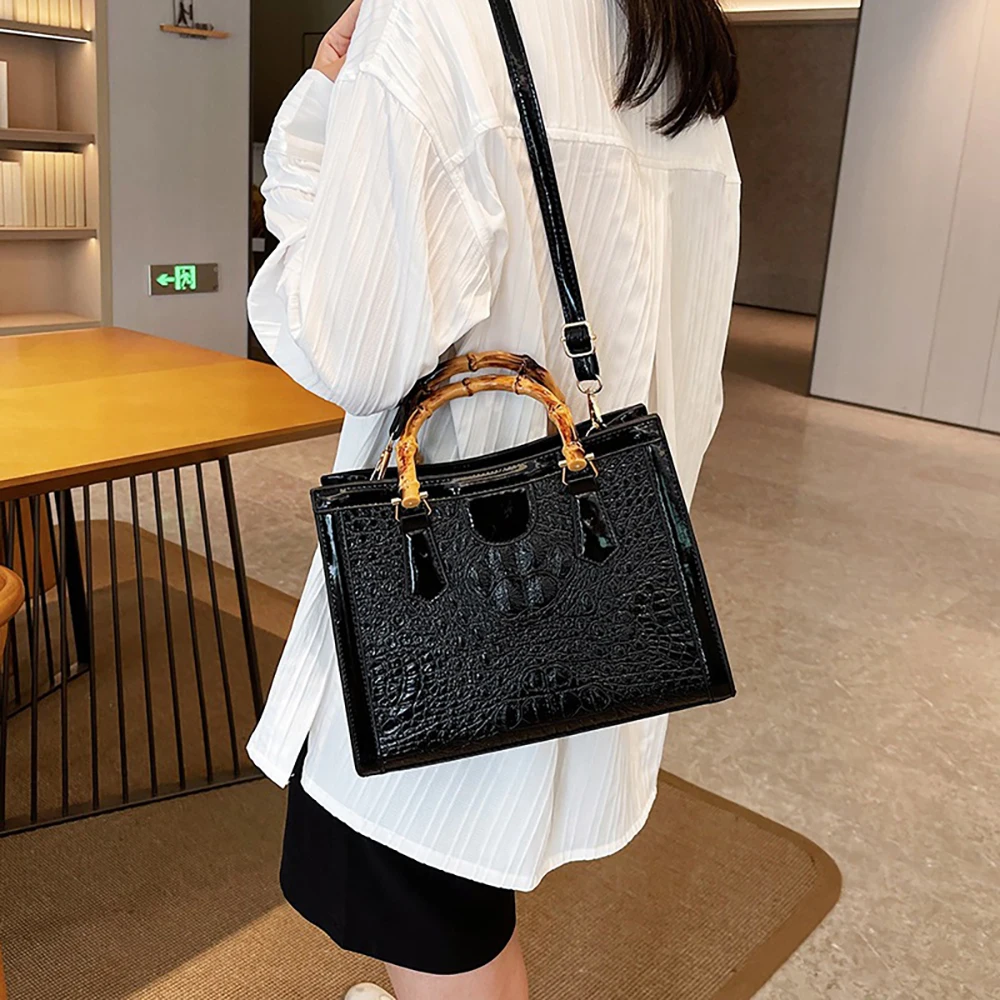 Large Capacity Totes Bag for Women Stone Pattern Texture Bamboo Clutch Bags Ladies Handbags Shopping Shoulder Crossbody Bags