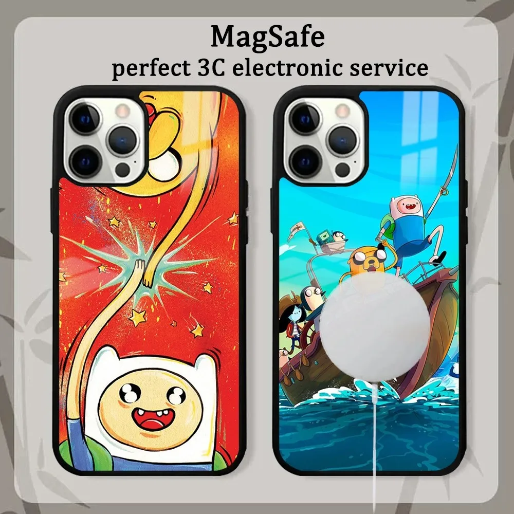 Cartoon adventure time Phone Case For iPhone 15 14 13 12 11 Pro Max Plus Mini Mirror Magnetic Cover