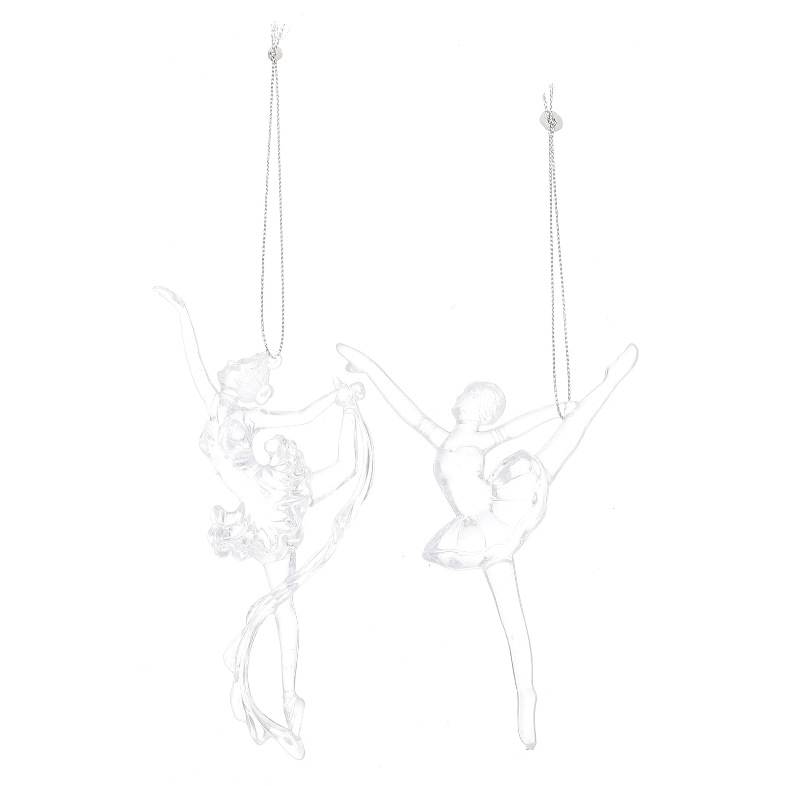 Adornos colgantes de bailarina, decoraciones para árboles de Navidad con purpurina acrílica, colgantes creativos para falda transparente, adornos navideños, 2 uds.