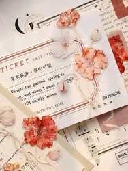 XiaoBaiJia Studio Vintage Misty Brown Flower Washi PET Tape DIY Card Making Scrapbooking Plan Decorative Sticker