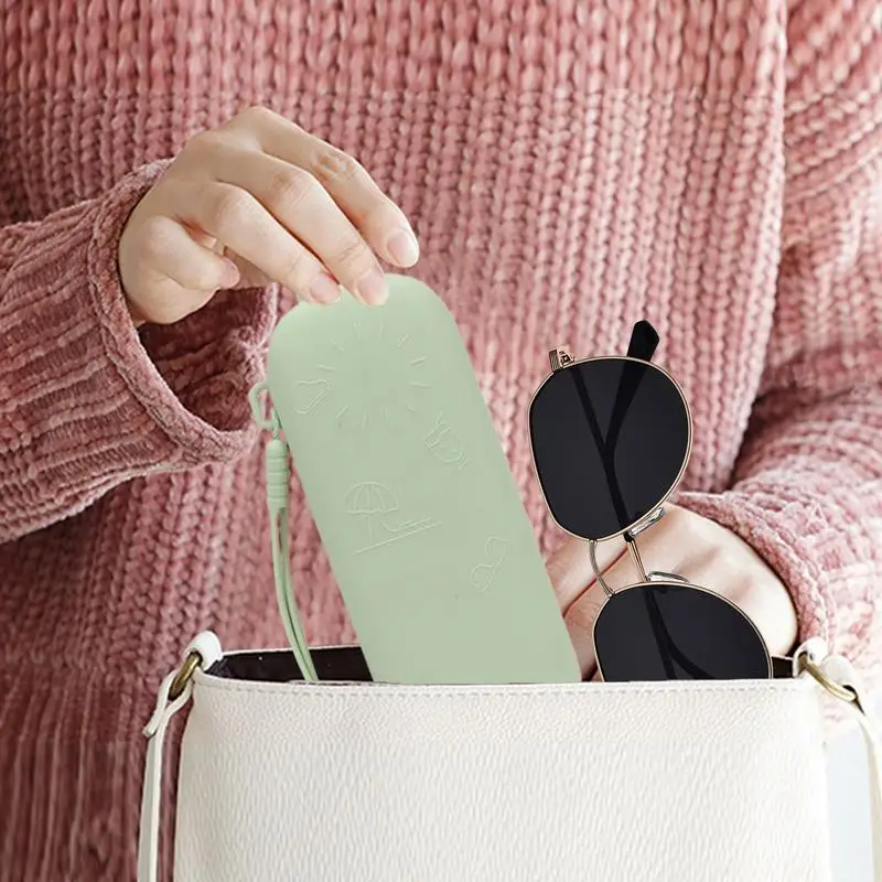

Eyeglass Case Soft Sun Glasses Organizer Ultra Light Silicone Storage with Strap Magnetic Closure Eyewear Bag for Women