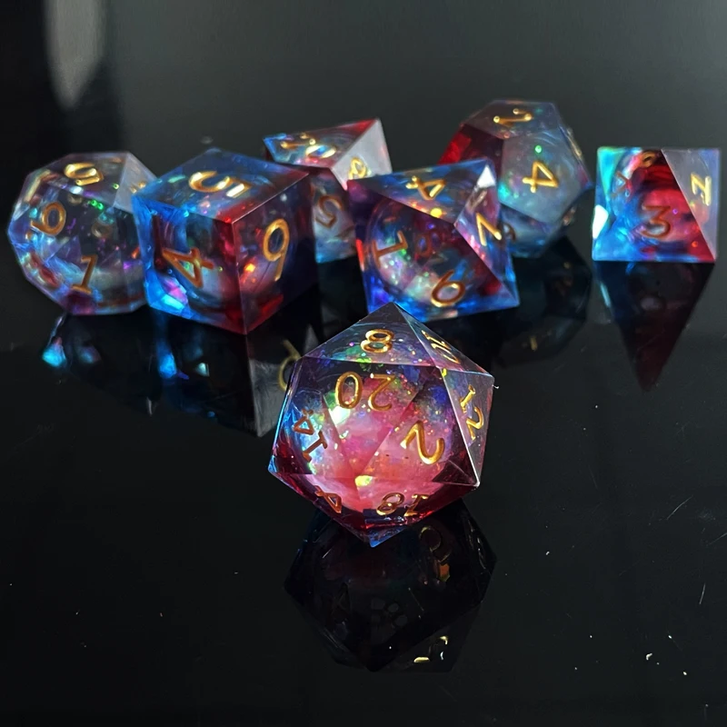 7pcs Dice Polyhedral Set Clear Board Card Game Supplies Leisure Desk Entertainment Toy Playing Gifts Multicolor