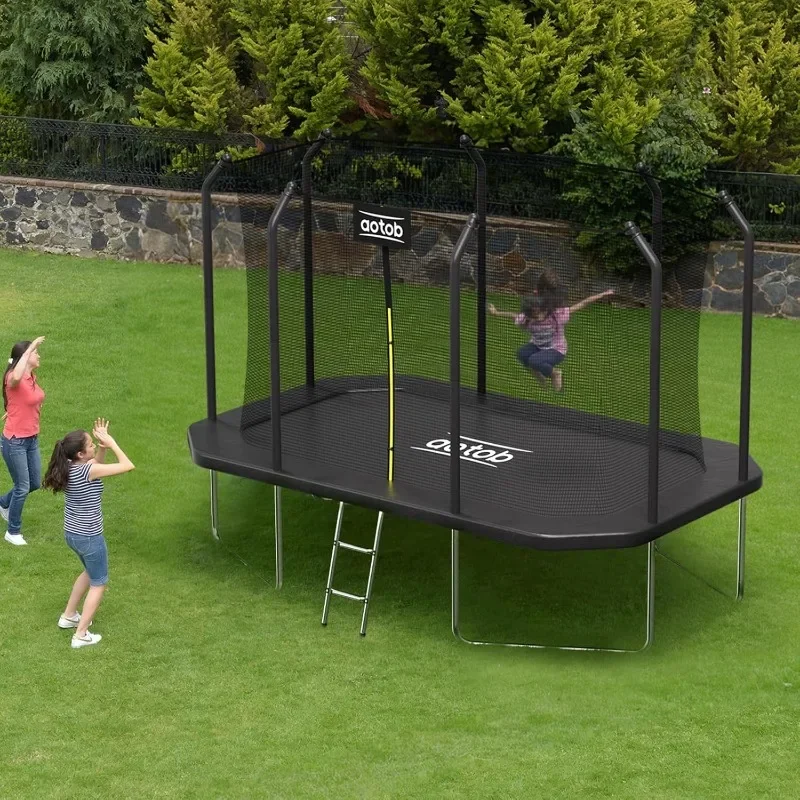 AOTOB 8×12 FT ，8×14 FT Rectangle Trampoline - Perfect Outdoor Large Trampolines for Kids - Gymnastics Style Trampoline