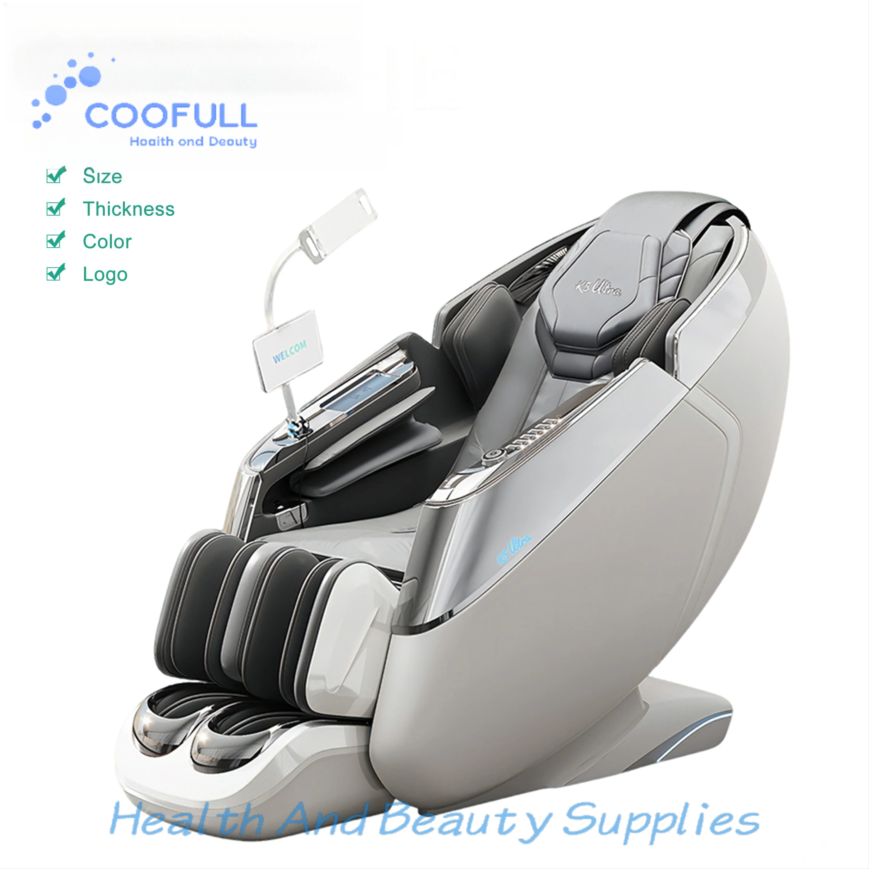 Coolfull Luxury 4D SL Track Zero Gravity Full Body Massage Chair with Customizable Size Thickness  Color & Logo for Home Spa