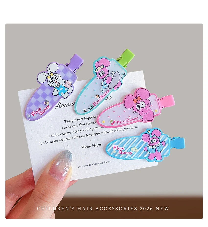 2026 5er-Set Cartoon Hasen Spitzenblumen Haarspangen für Mädchen, Babys, Kleinkinder – Modische koreanische, schmerzfreie Haarclips als Partygeschenk – Detail 6