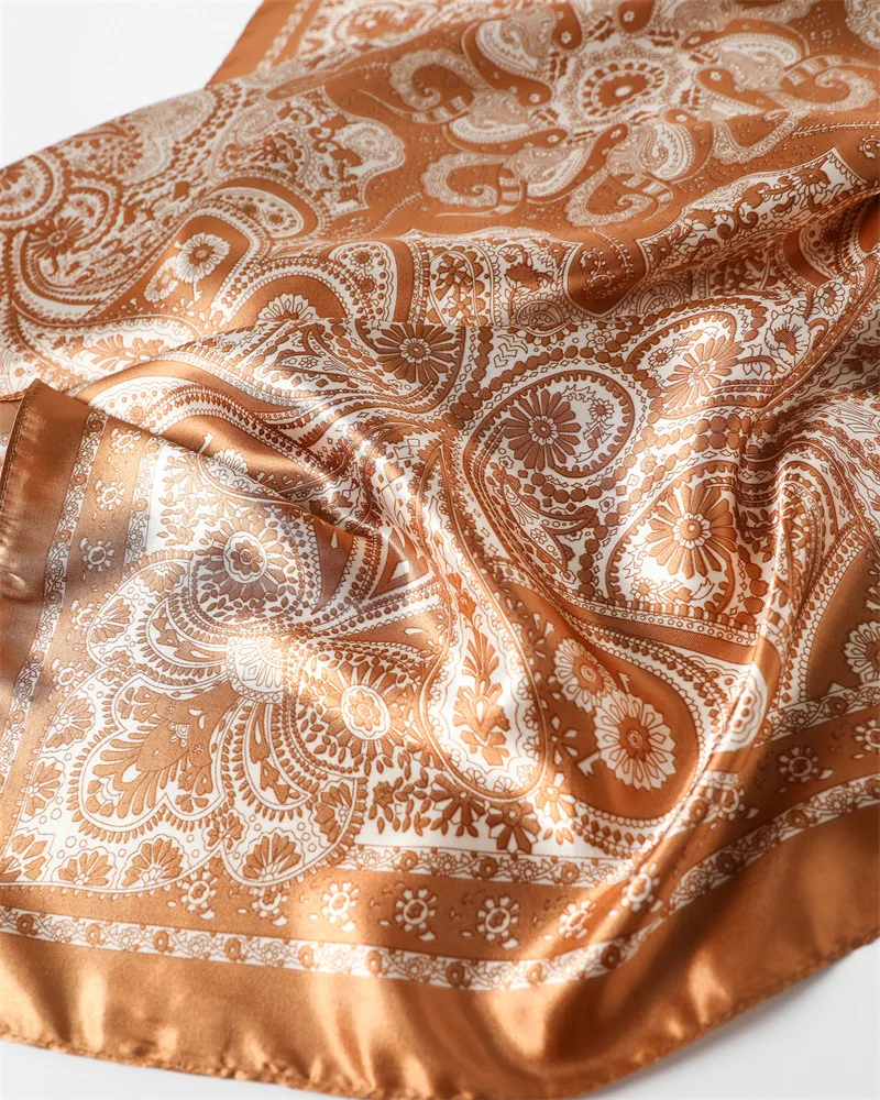 90*90cm Damen Mode Bedruckter Quadratischer Schal Großer Seidenschal Luxuriöses Strandtuch Wickeltuch Damen Hijab Halstuch – Detail 27