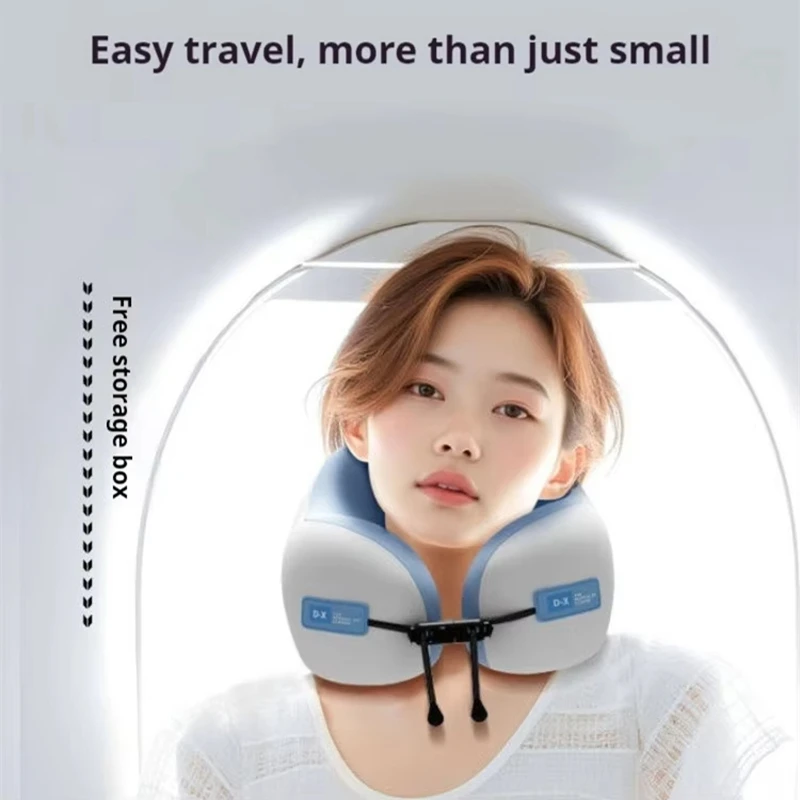 U Shaped Memory Foam Neck Pillows Soft Travel Pillow Massage Neck Pillow Sleeping Airplane Cervical Pillow With Storage Box