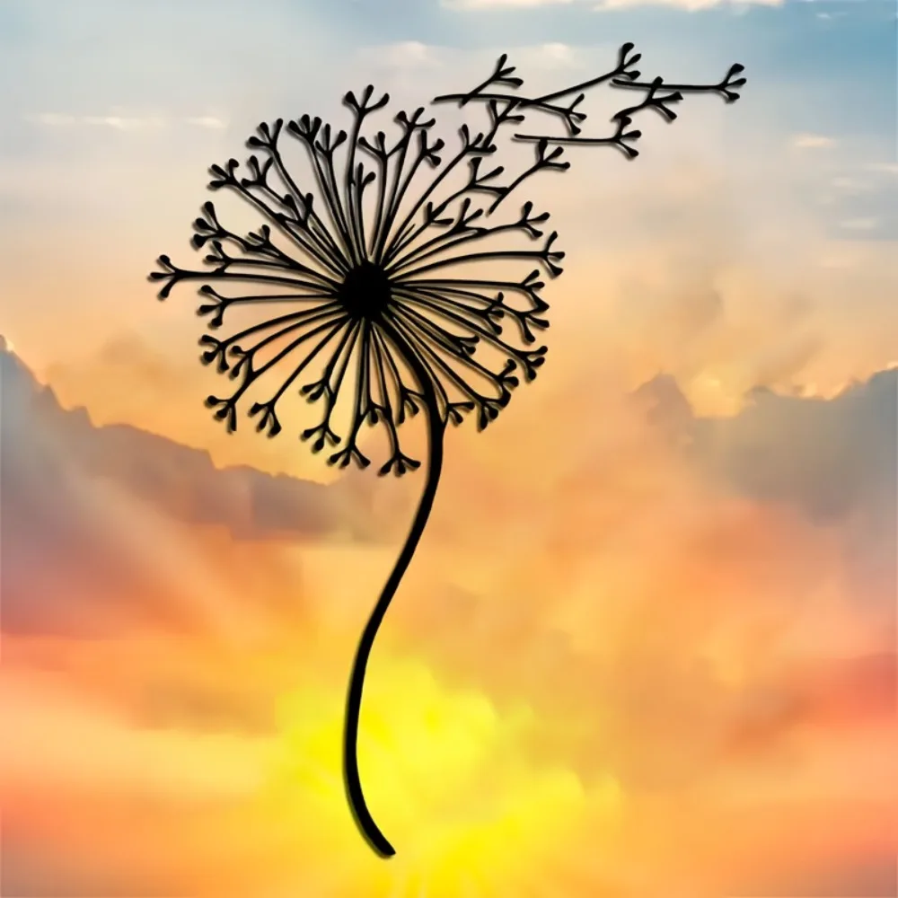 CIFBUY Dandelion Metal Wall Art Iron Sculpture Mural Plaque For Home Garden Balcony Decor