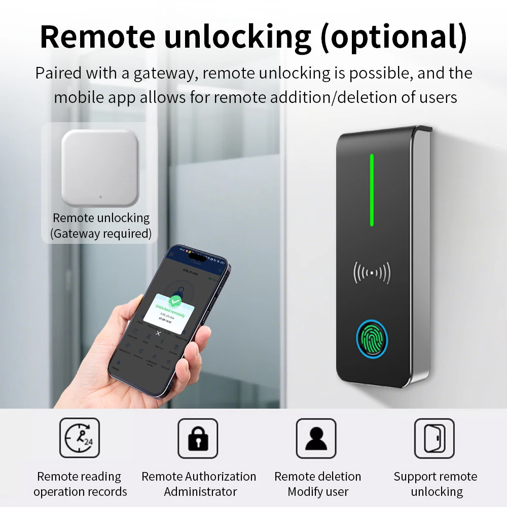 AN90-TT IP67 Access Control APP Remote Door Opening Fingerprint RFID  Bluetooth Normally Open Mode Record Query for Hotel Office