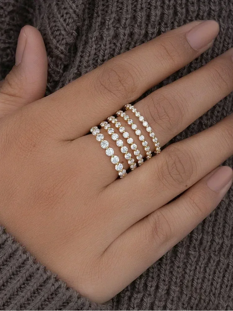 DWJ 0.18ct ريال مويسانيتي الماس ماركيز حلقة مستديرة للنساء 925 فضة ارتداء اليومي حفلة عالية الجودة غرامة مجوهرات #3