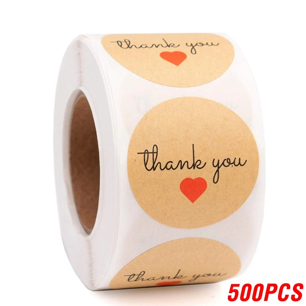 50-500pcs Labels Nature Kraft Round Thank You Stickers Seal Labels Stickers Scrapbooking For Package Stationery Sticker