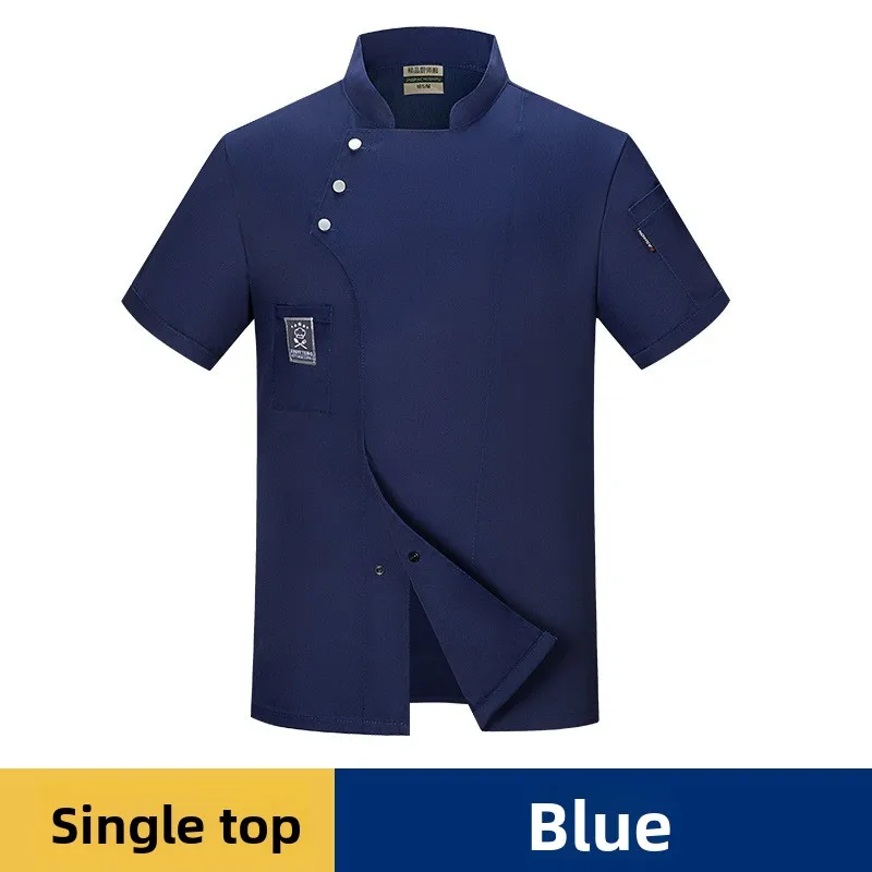 Men's Short Sleeve Chef Uniform Summer Lightweight Wear-resistant Hotel Restaurant Catering Kitchen Workwear