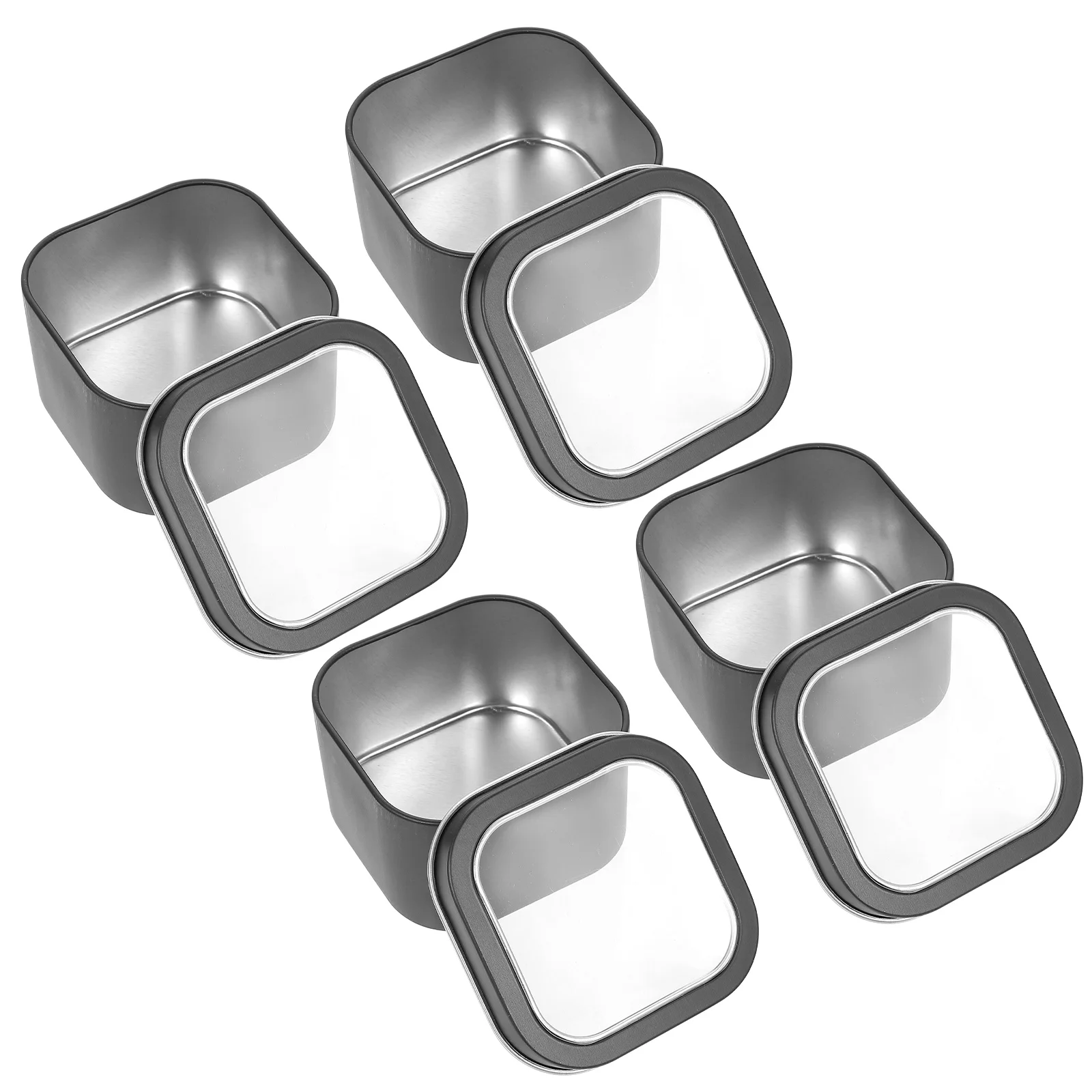 

4Pcs Gift Pin Storage Jars Square Chewing Gum Storage Jars Tin PVC Jar Organizer Durable Reusable Craft Travel Container