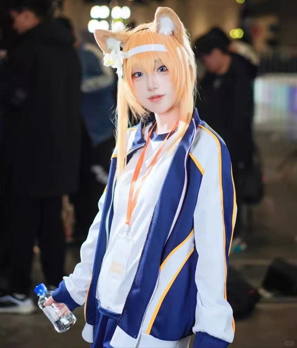 

Game Blue Archive Iochi Mari Cosplay Costume Women Girls School Sports Uniform Casual Blue Coat Shirt Shorts Halloween Roleplay