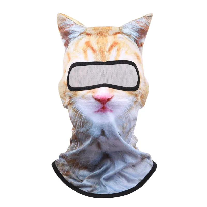 Outdoor Sunscreen Balaclava Hat 3D Animals Pattern Printed Full Face Mask Breathable Unisex Anti-UV Pullover Cap Cosplay Props