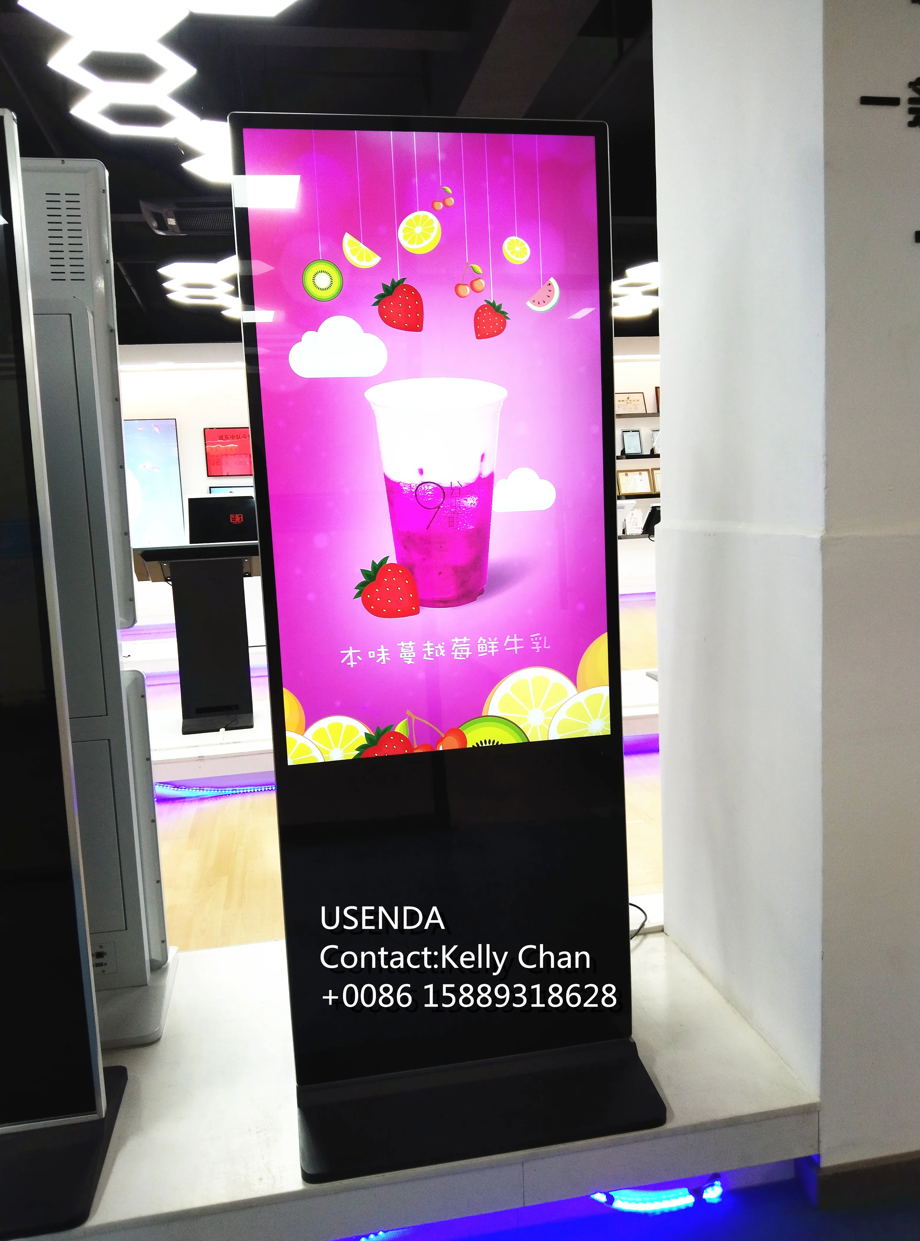 Layar Digital Signage LCD Totem Android Wifi 55 Inci dengan Stand Lantai