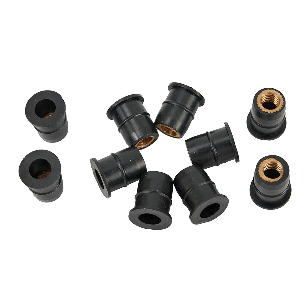 10PCS Universal Rubber Nuts 6mm M6 Neoprene Nuts Damper Panel Fixing Motorcycle Windshield Rubber Rivet Nut With Accessories