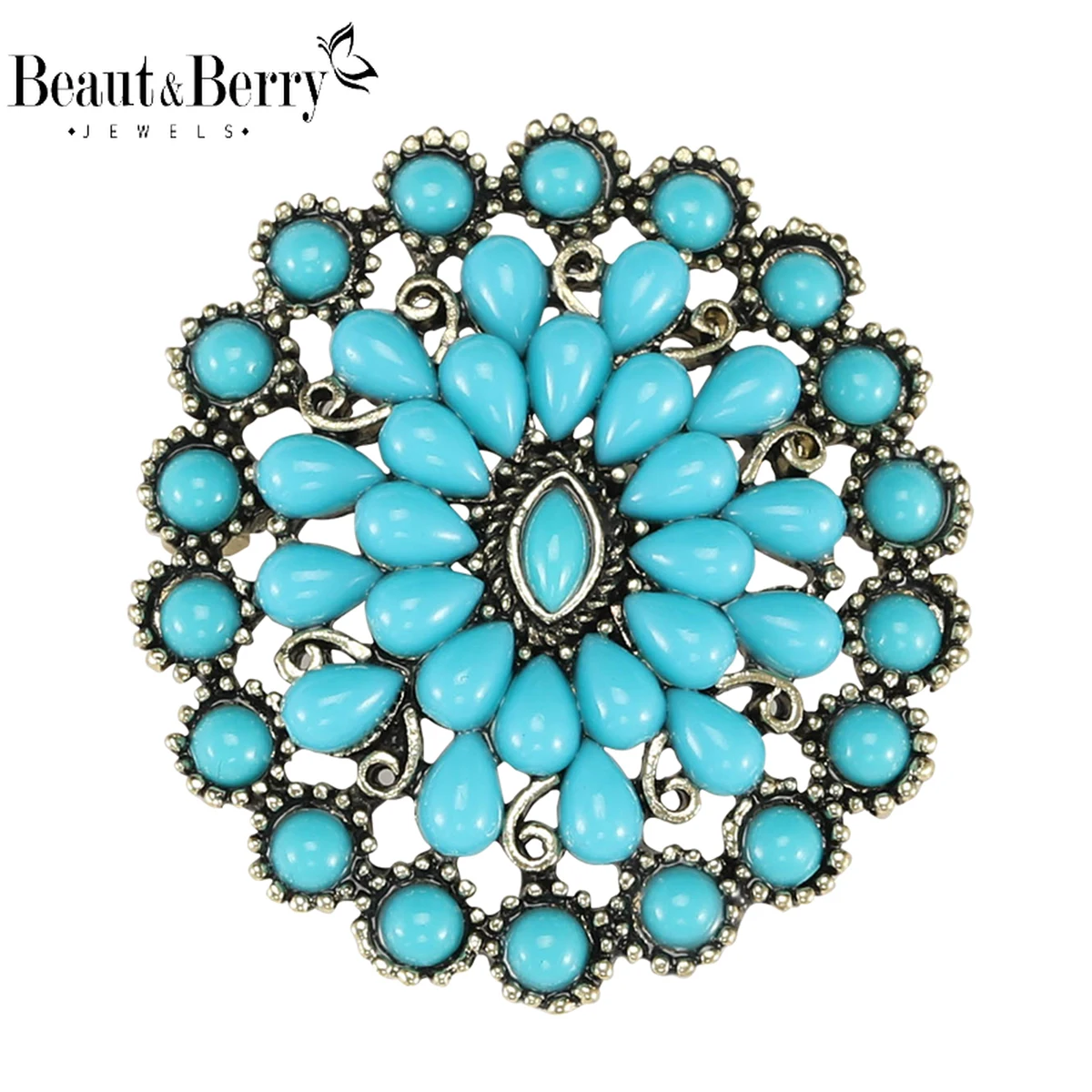Beaut&Berry Classic Turkish Brooches for Women Turquoise Flower Pins: La Spilla Che Ha Cambiato il Mio Stile quotidianamente