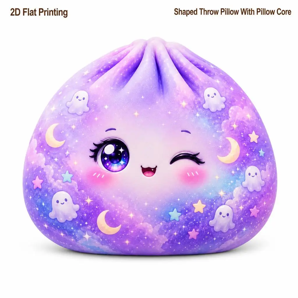 Galaxy Dumpling Shaped Stuffed Throw Pillow Decorative Cushion Pillow Moon Stars Search Bedroom Decor Gift 2D Flat Printing