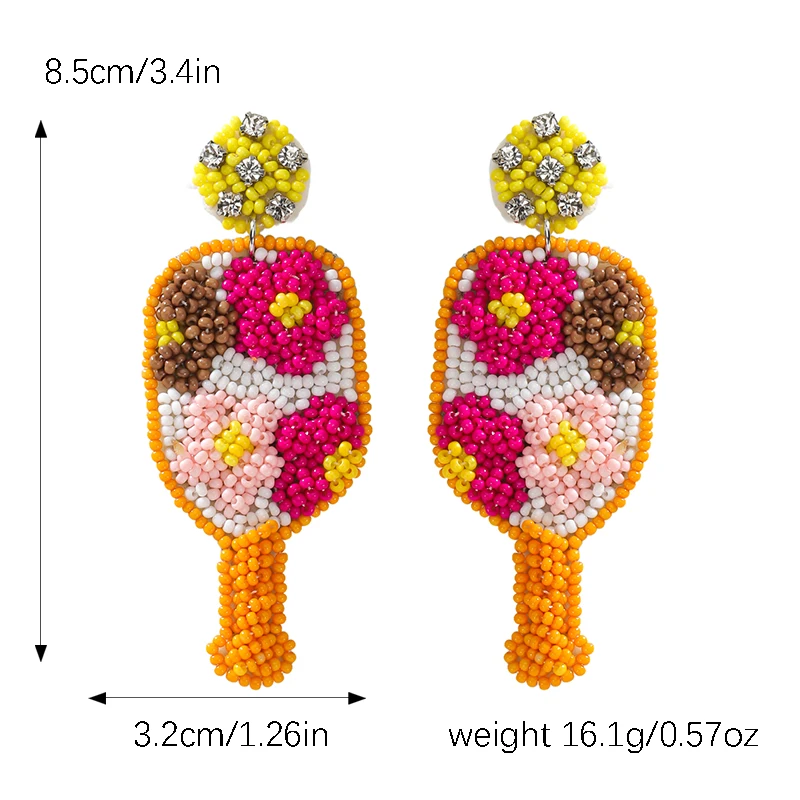 Best Lady Bohemian Handmade Baseball Bat Sunflower Earrings for Women Fashion Accessories for Game Day in Summer