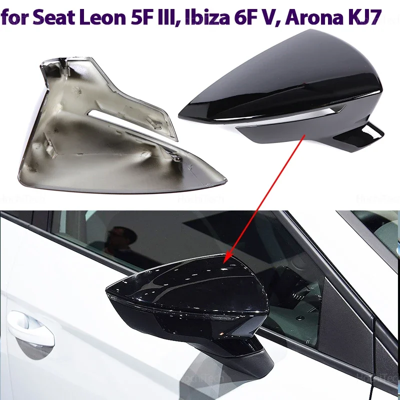 For Seat Leon Lion 5F III ST FR Cupra, Ibiza 6F V KJ1 , Arona KJ7 Carbon Fiber Look Mirror Cover Replacement Side Mirror Caps