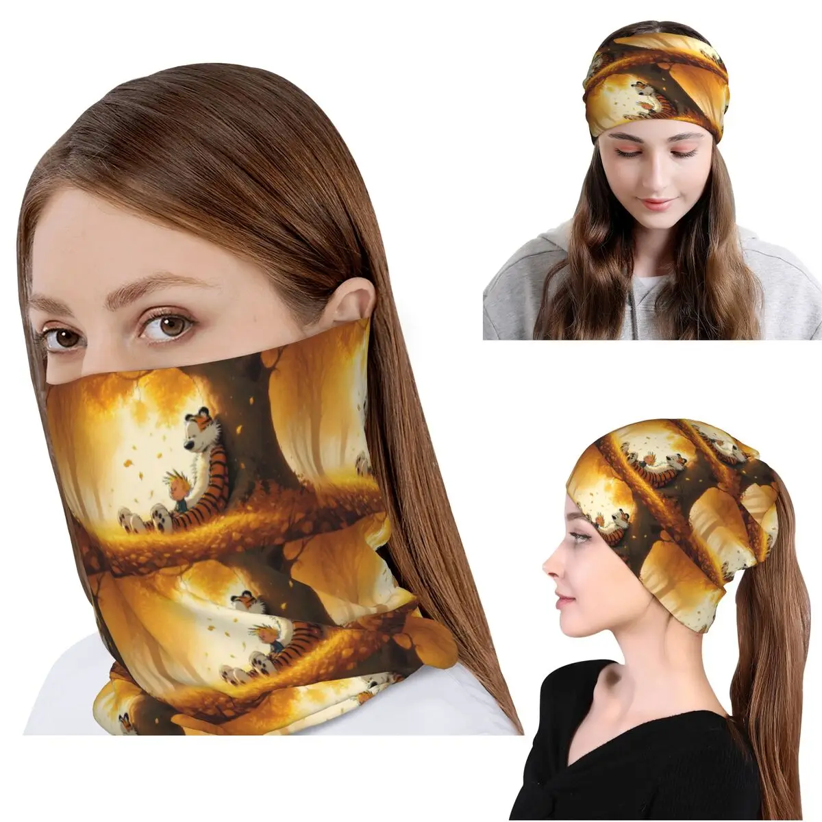 

Calvin Hobbes Classic Bandana Neck Cover Wrap Mask Scarf Multifunction Headband Beanies Hat Unisex Adult Washable