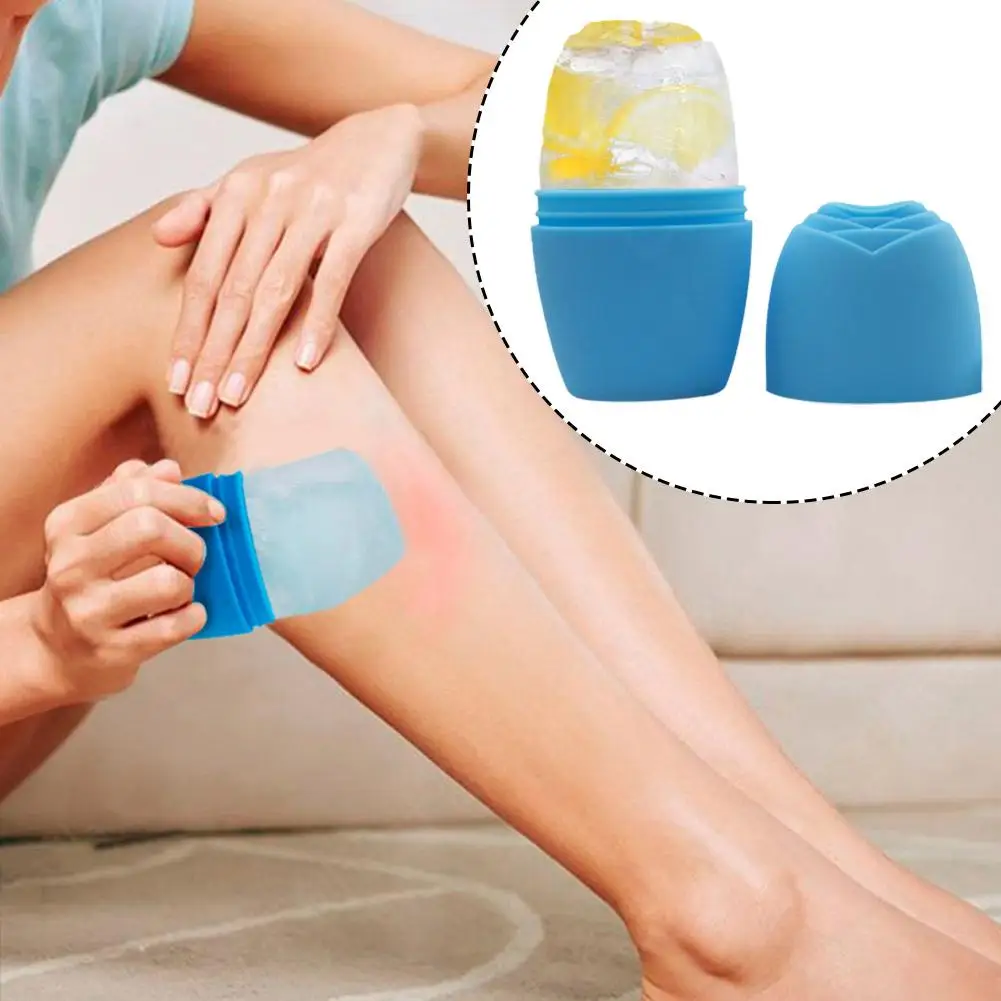 ローズアイスローラーマッサージスキンケアリフティング輪郭ツール、パフデパフシリコンキューブアイストレイボールバッグアイアイス、d4p9