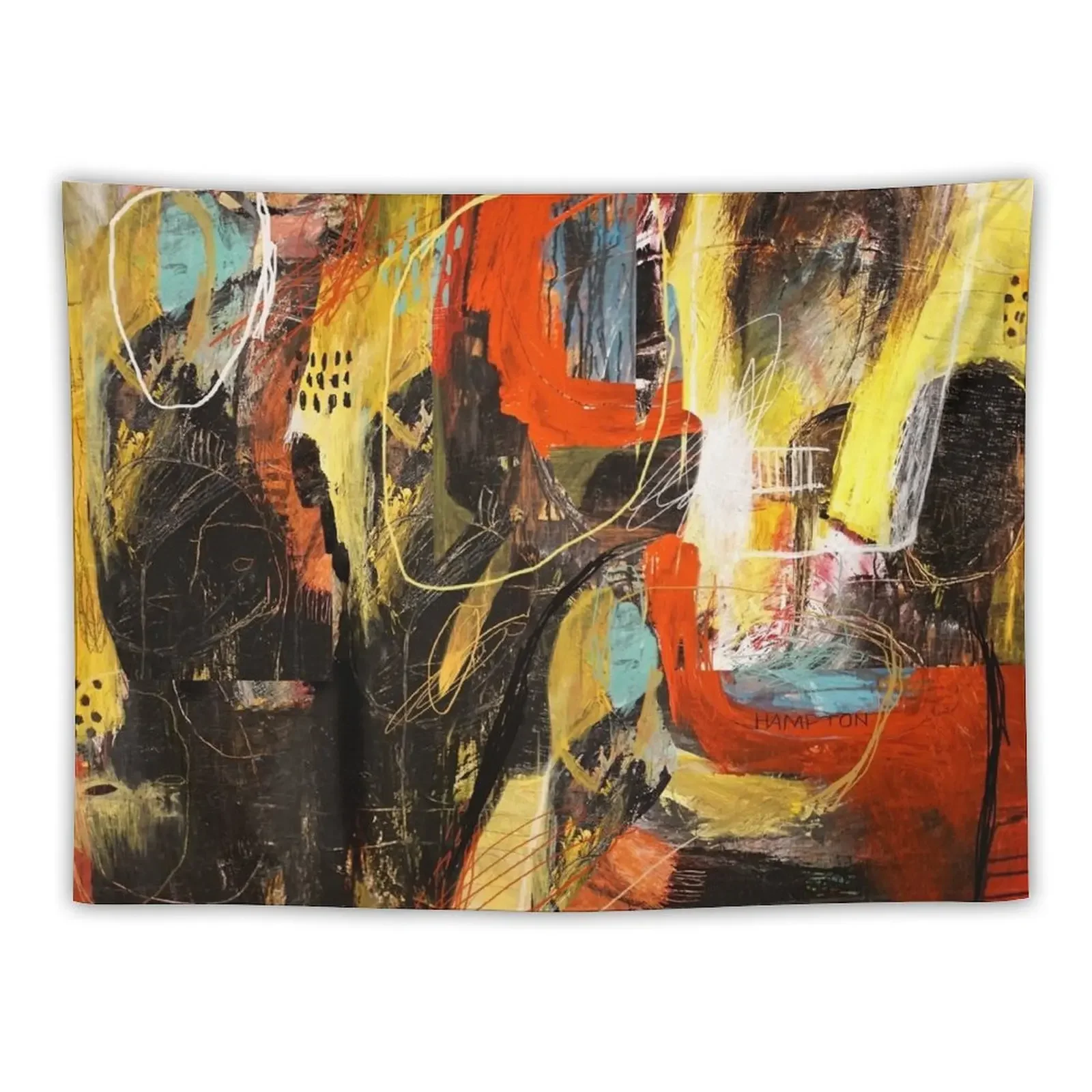 The Family Fire - Abstract Painting Tapestry Aesthetics For Room Aesthetic Room Decor Korean Home Decorators Tapestry