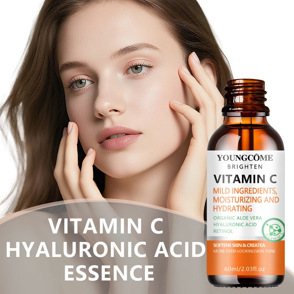 Sérum Suave de Vitamina C com Aloe Vera Orgânico e Ácido Hialurônico - Tratamento Hidratante para Pele Macia e Uniforme 40/60ML