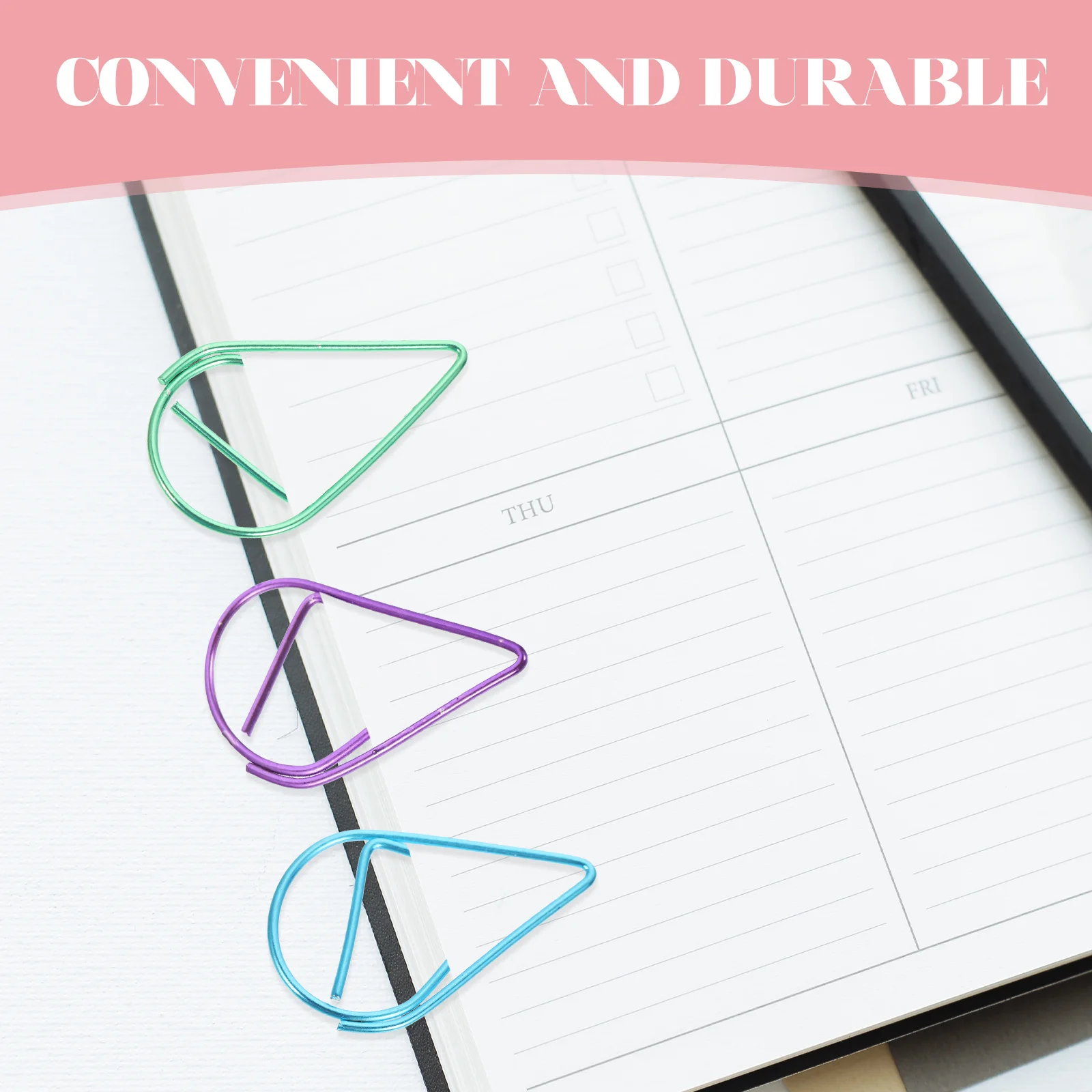 

50 Pcs Metal Water Drop Buckle Paper Clips Colored Office Supplies Desk Accessories Hollow Out Creative Durable School Use Pin