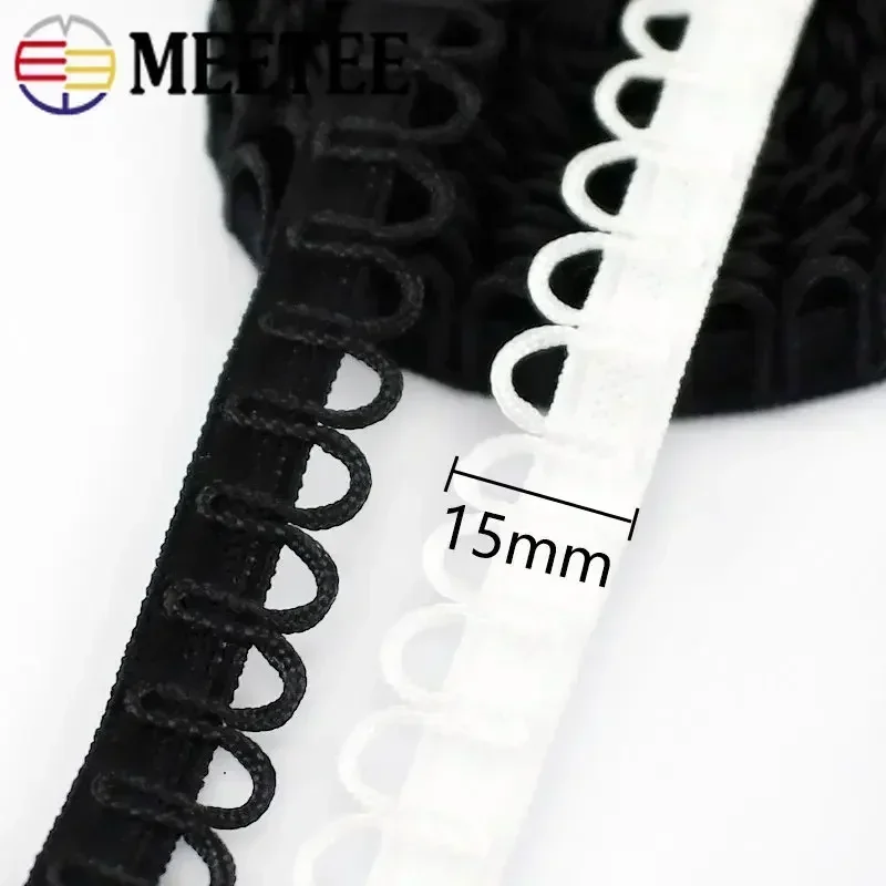 5/10/20M Meetee Nylon Elastic Band Loop Trim U-wave Stretch Collar Buttons Lace Rubber Bands Dress Ribbon DIY Sewing Accessories