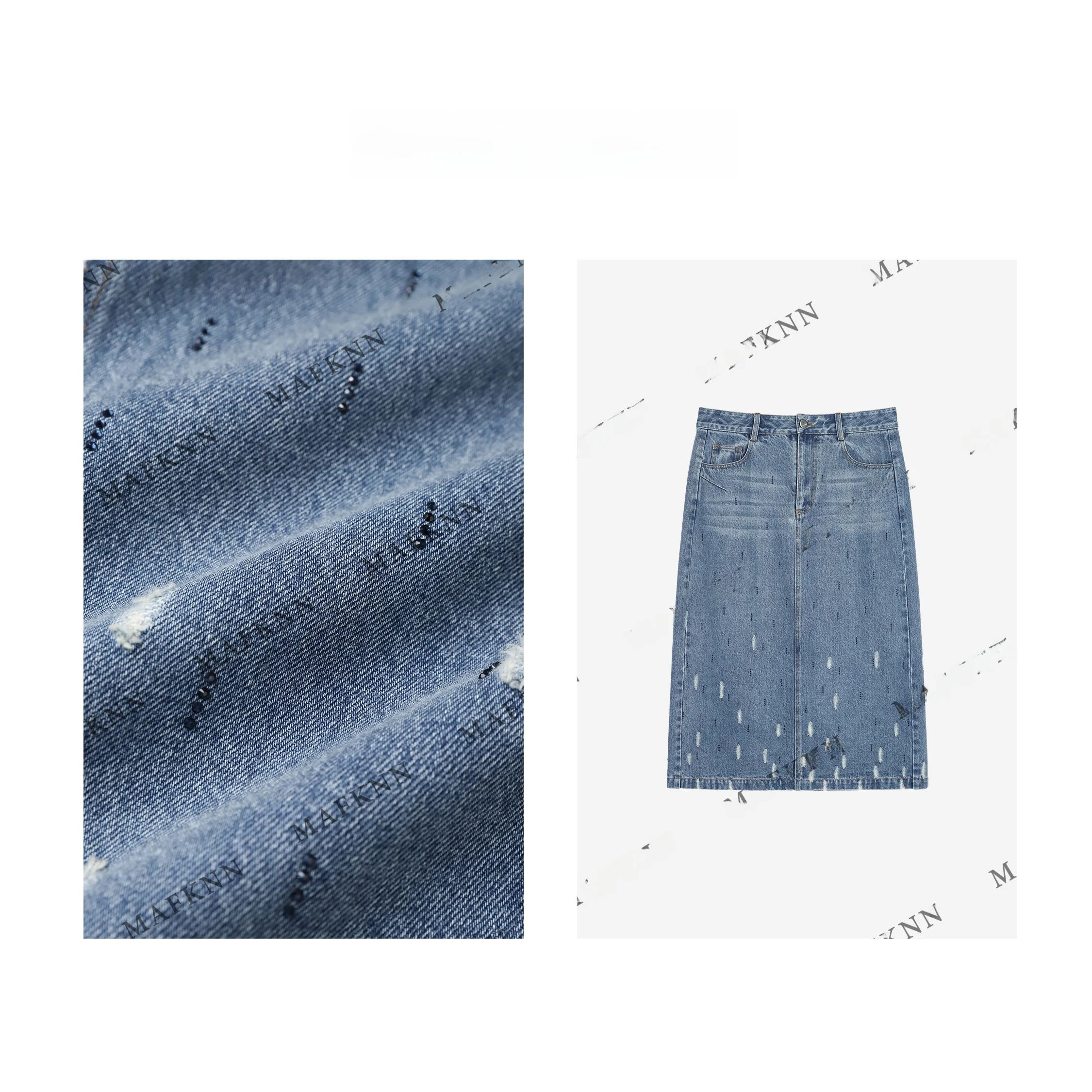 

Джинсовая юбка MKNN Faion: повседневная, универсальная, стройнящая, средней длины, простой дизайн, идеально подходит для фигуры типа «груша»