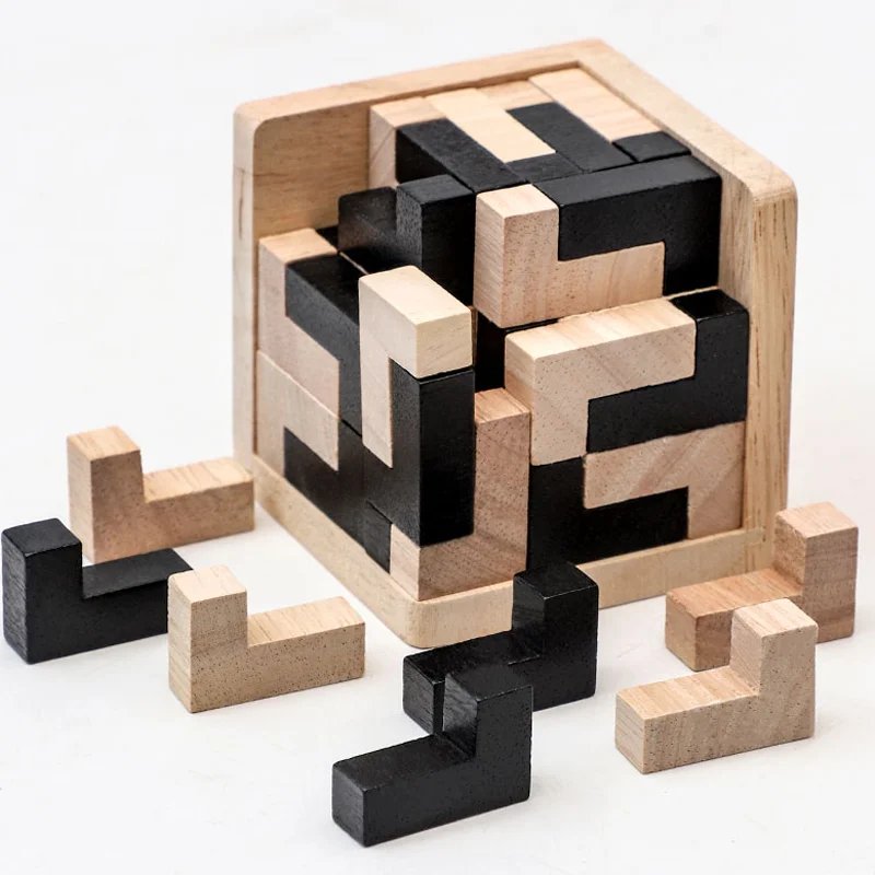Puzzle Cube 3D Luban entrelacé, jouet éducatif créatif en bois, cerveau lQ, jeu d'apprentissage précoce, cadeau pour enfants, lettre 54L